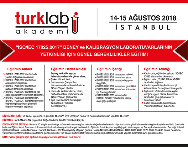TURKLAB Akademi Ağustos 2018 Eğitim Programı