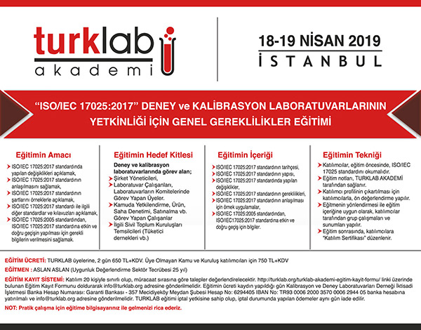 TURKLAB Akademi Eğitim Programı Nisan 2019