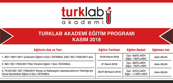 TURKLAB Akademi Kasım 2018 Eğitim Programı