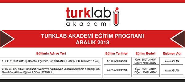TURKLAB Akademi Aralık 2018 Eğitim Programı